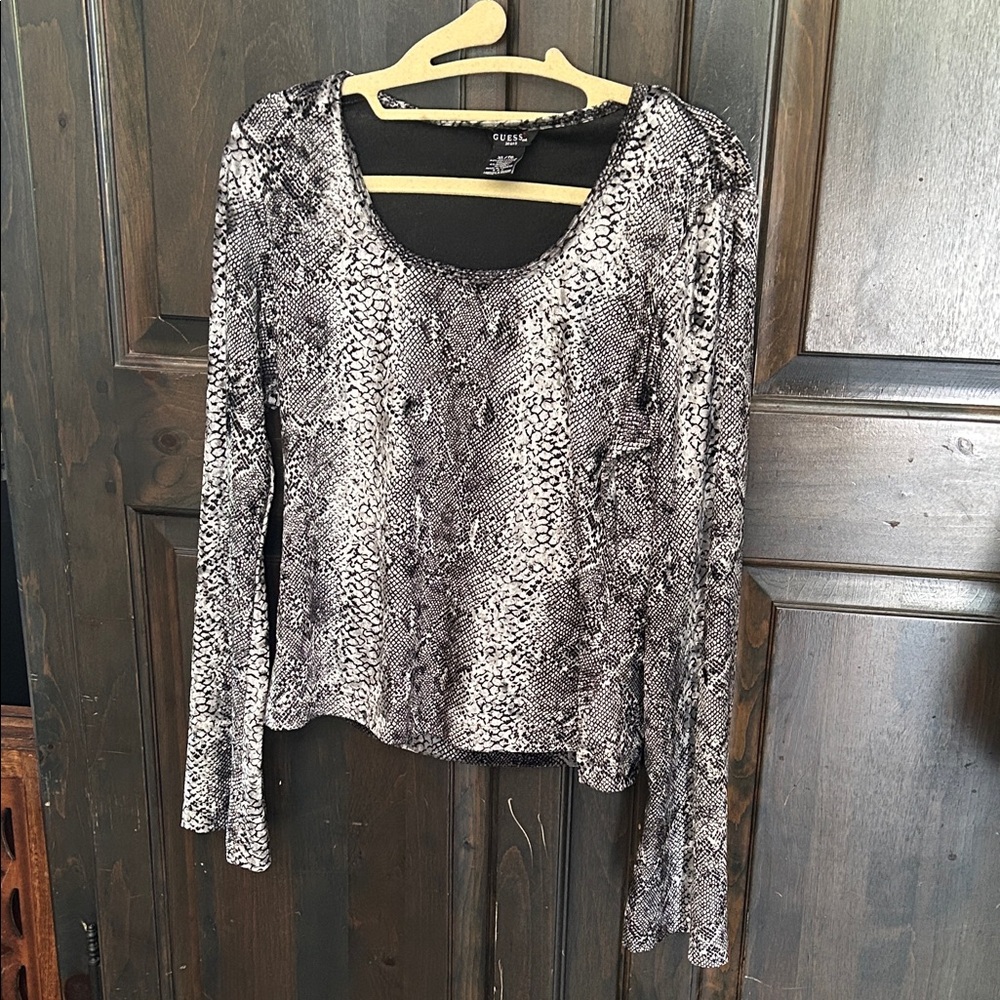 Express Black and Gray Snakeskin Blouse